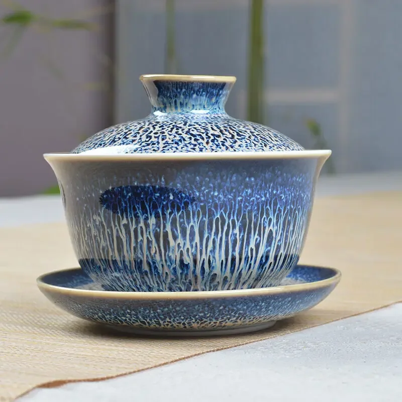 Kiln change porcelain gaiwan Chinese novelty tureen ceramic sauer lid Jingdezhen