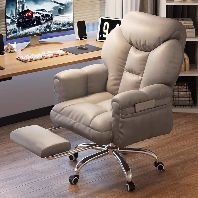 

White Wheels Office Chair Leather Luxury Ergonomic Gaming Office Chair Swivel Comfortable Sillas De Gamer Office Furniture