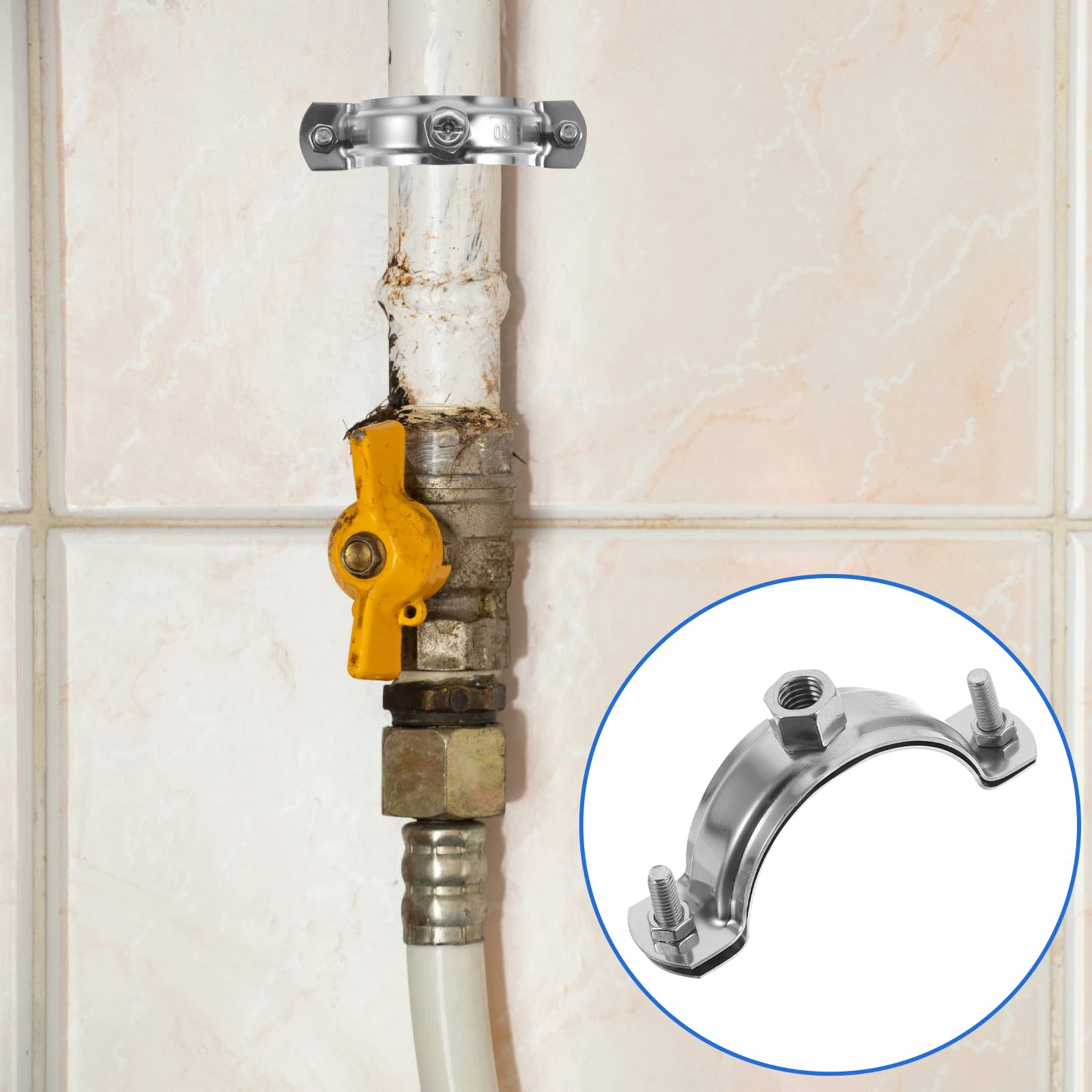 Colliers de serrage pour tubes en acier inoxydable, supports de tuyaux d'eau robustes, Clips de montage de clôture anti-fuite, connecteurs de tuyaux d'arrosage 4 pièces