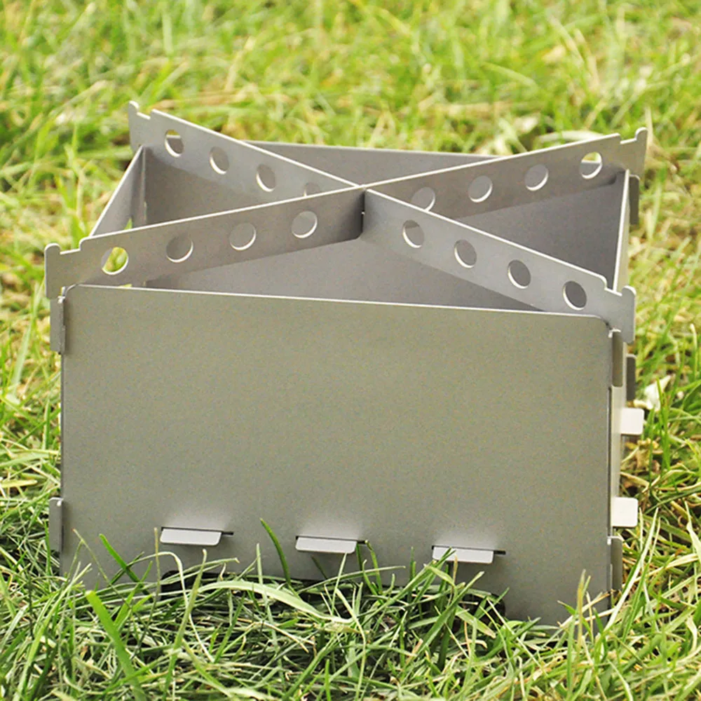 Portable Windproof Firewood Stove, Ultralight, Pure Titanium, Outdoor Camping, BBQ