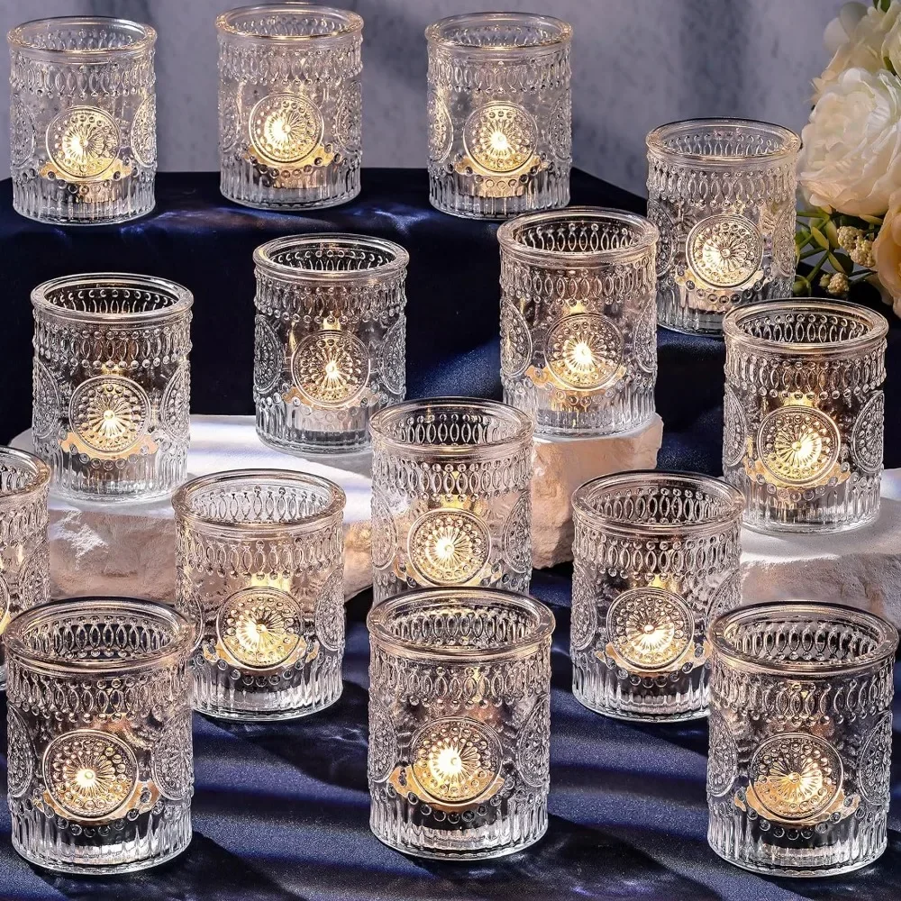 

Clear Votive Candle Holders Set of 36- Glass Candle Holders Bulk for Table Wedding Decorations Formal Dinners Floating