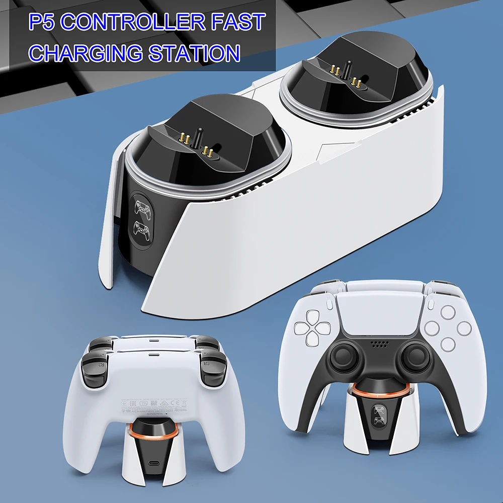 Dual Fast Charger for PS5 Wireless Controller USB Charging Dock Station LED Stand for Sony PlayStation 5 Joystick Gamepad