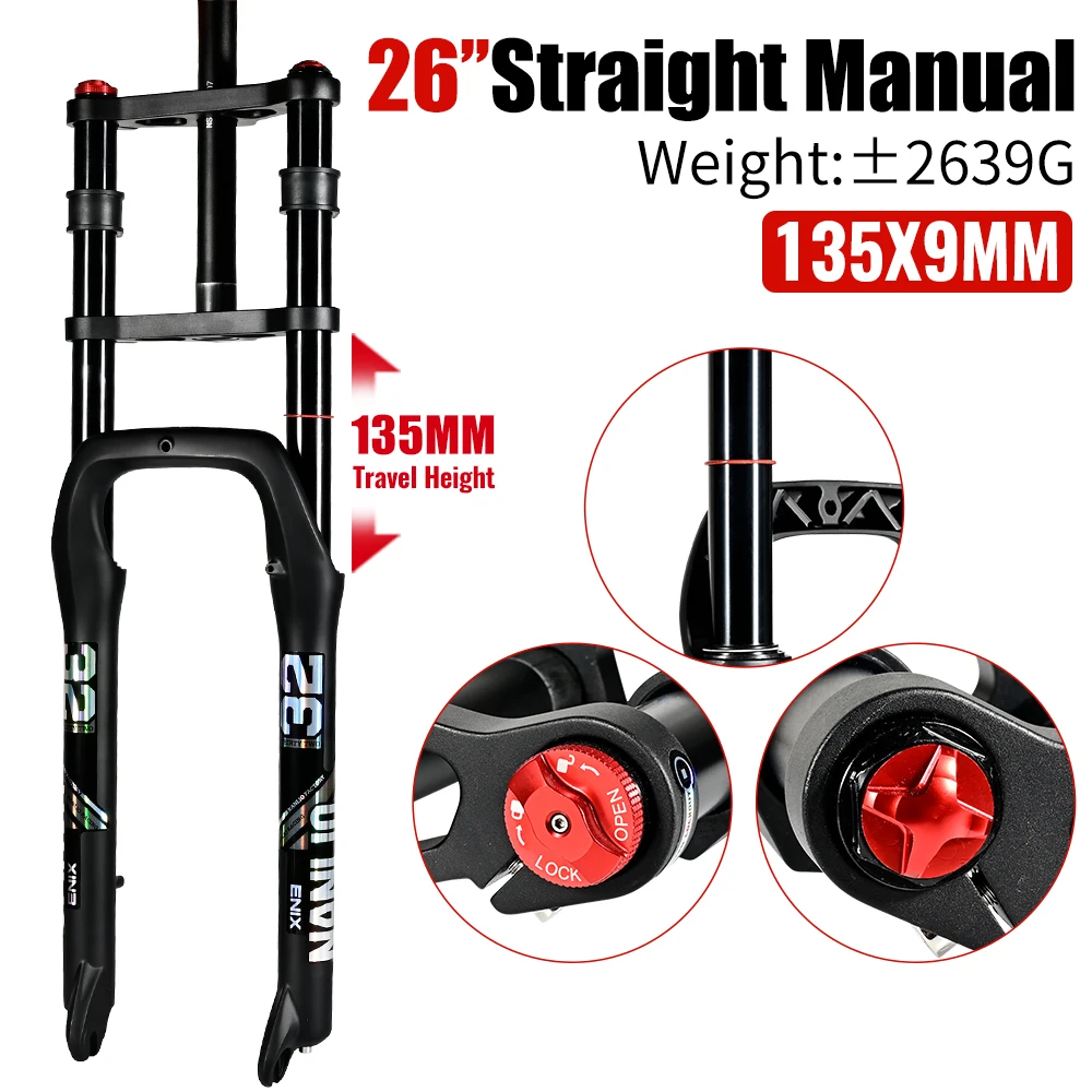 Fiets Sneeuw Supension Vorken Nanlio E-bike Dubbele Schouder Voorvork 20*4.0 inch/26*4.0 inch MTB Vork 135x9mm 135MM Reizen