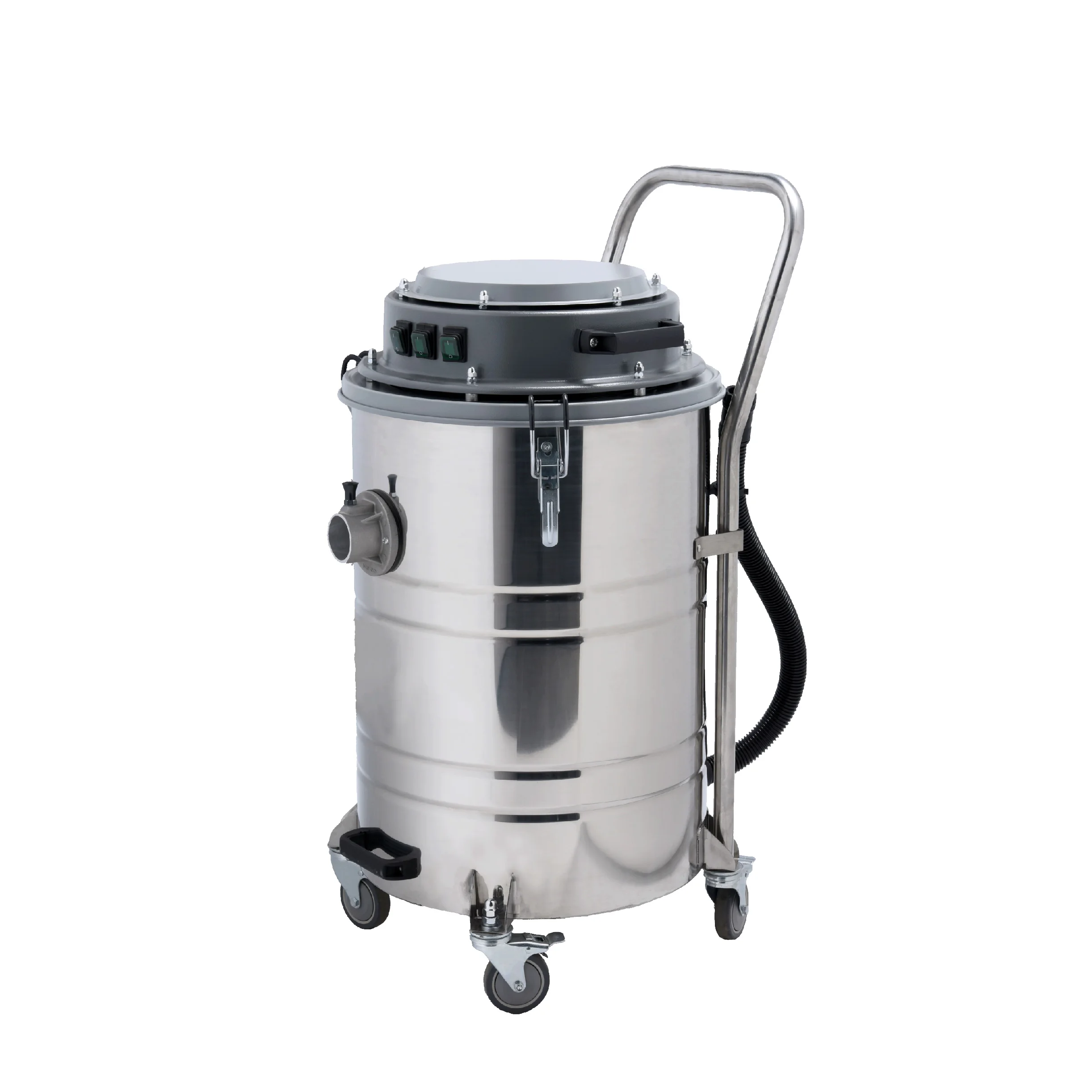 Factory A70-E 220V 3.6KW Wet & Dry Industrial Vacuum Cleaner, 3 AMETEK Motors, Metal Head, 70L