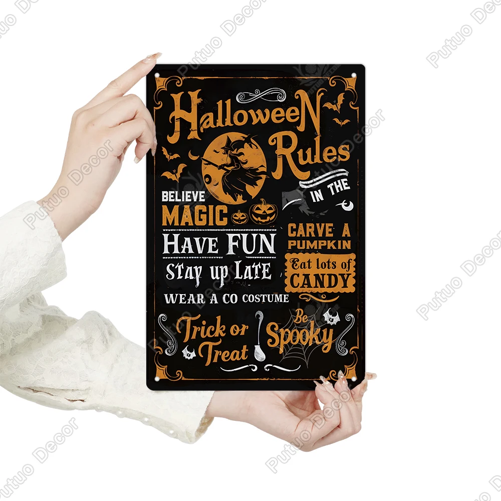 Putuo Decor 1pc Vintage Sign Funny  Metal Sign, Suitable for Family, Theme Library Restaurant Decoration, Holidays, Halloween