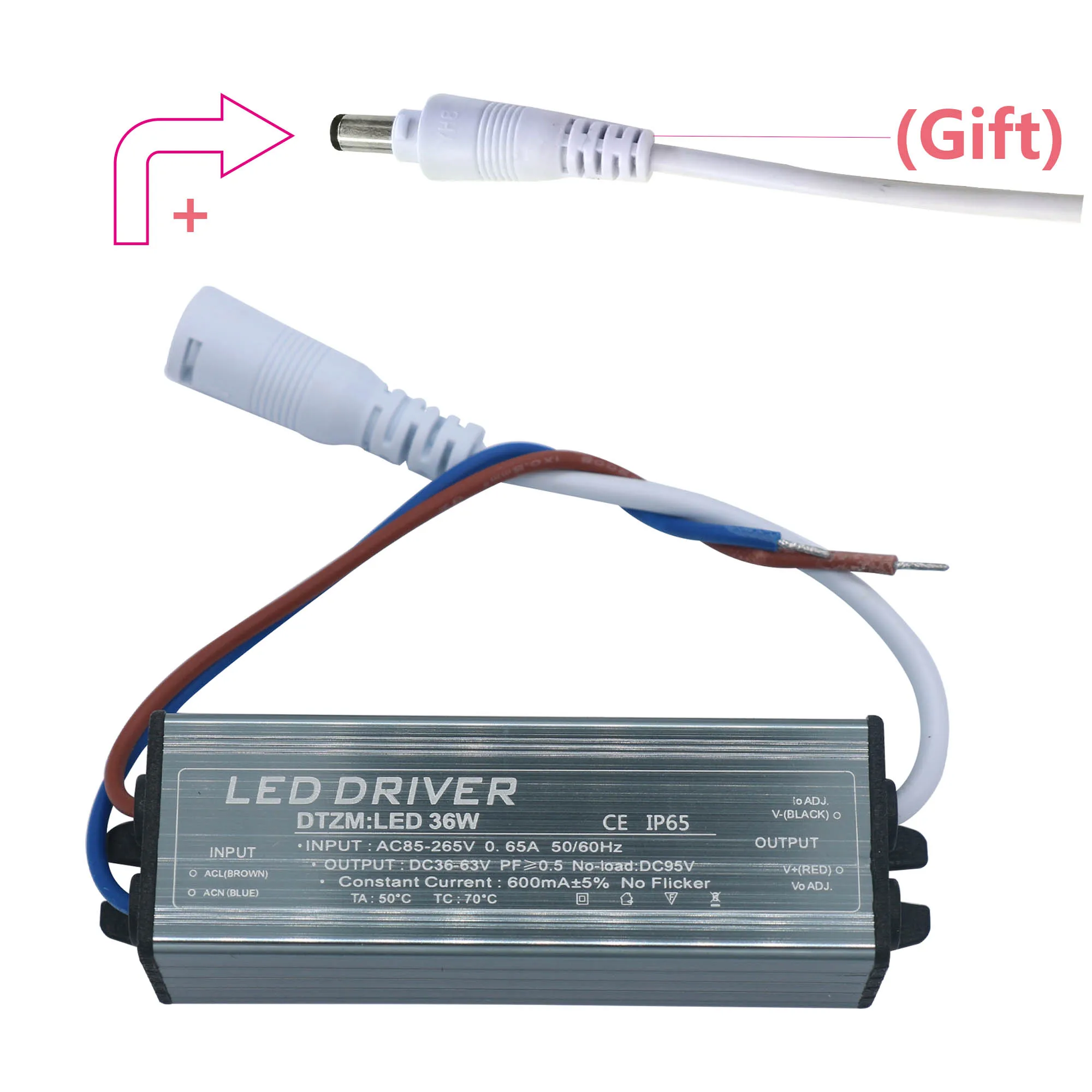 Controlador LED de 600mA, 36W, salida de AC85-265V, 36-65V, fuente de alimentación LED, transformadores de iluminación para mantener en reparación,