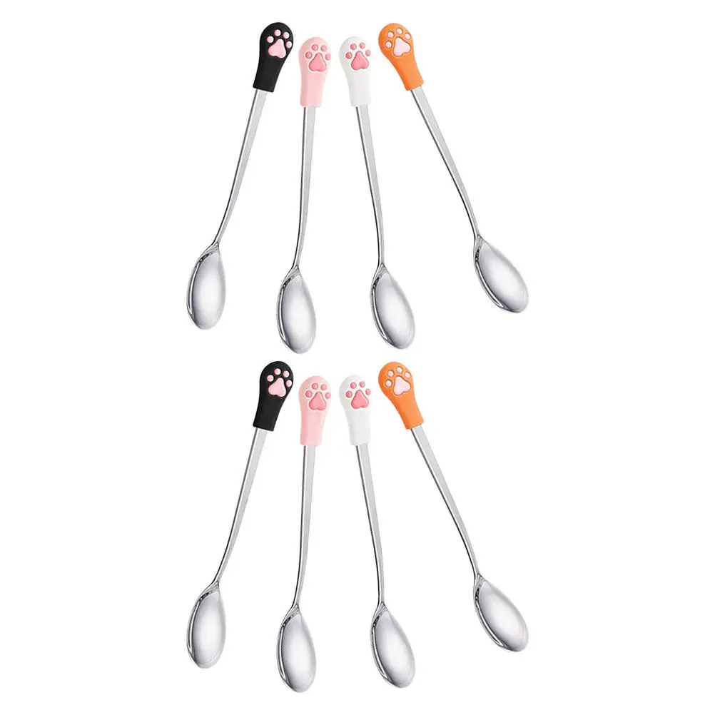 8Pcs Pet Feeding Spoon Cute Cat Claw Design Essential Utensils for Canned Cat Dog Food Wet Food Scooping Mixing Tool