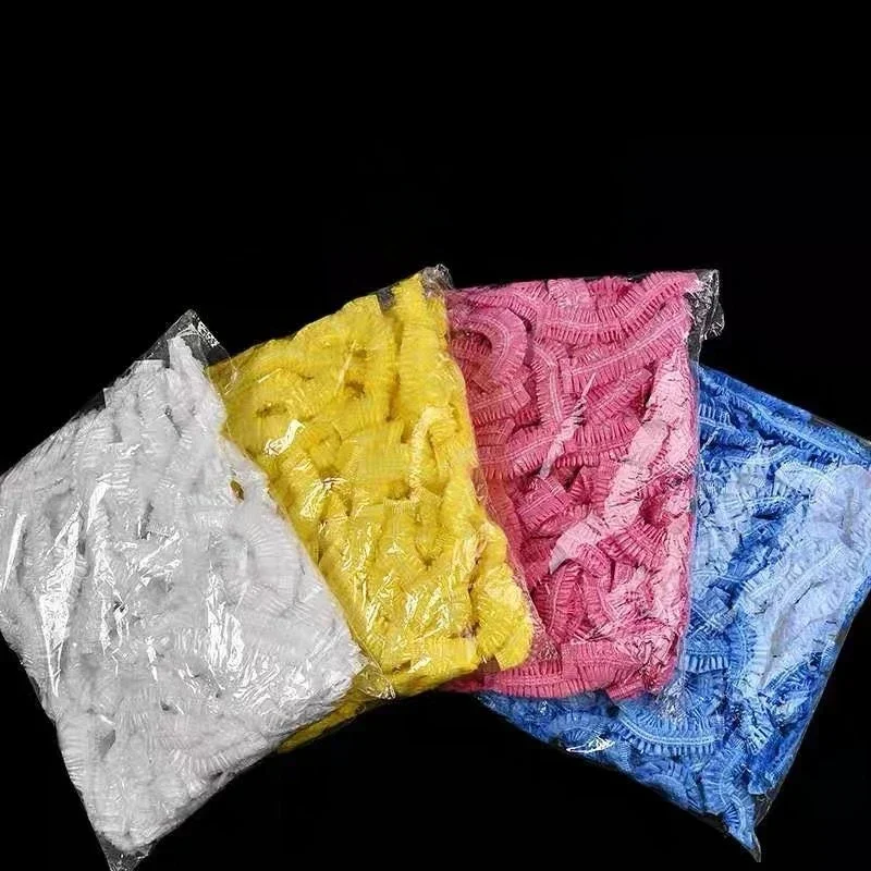 100pcs/set Disposable Plastic Shower Hair Cap Women Waterproof Pink Spa Salon Hotel Hair Dye Elastic Shower Cap Bathroom