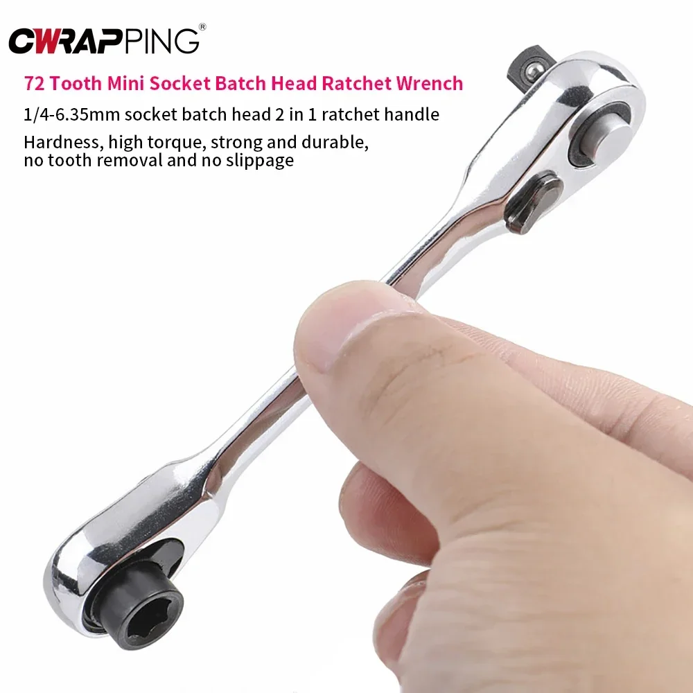 Motorcycle Mini 1/4 Ratchet Wrench Tool Double Ended Quick Socket Ratchet Wrench Screwdriver Hex Torque Wrenches Set Accessories