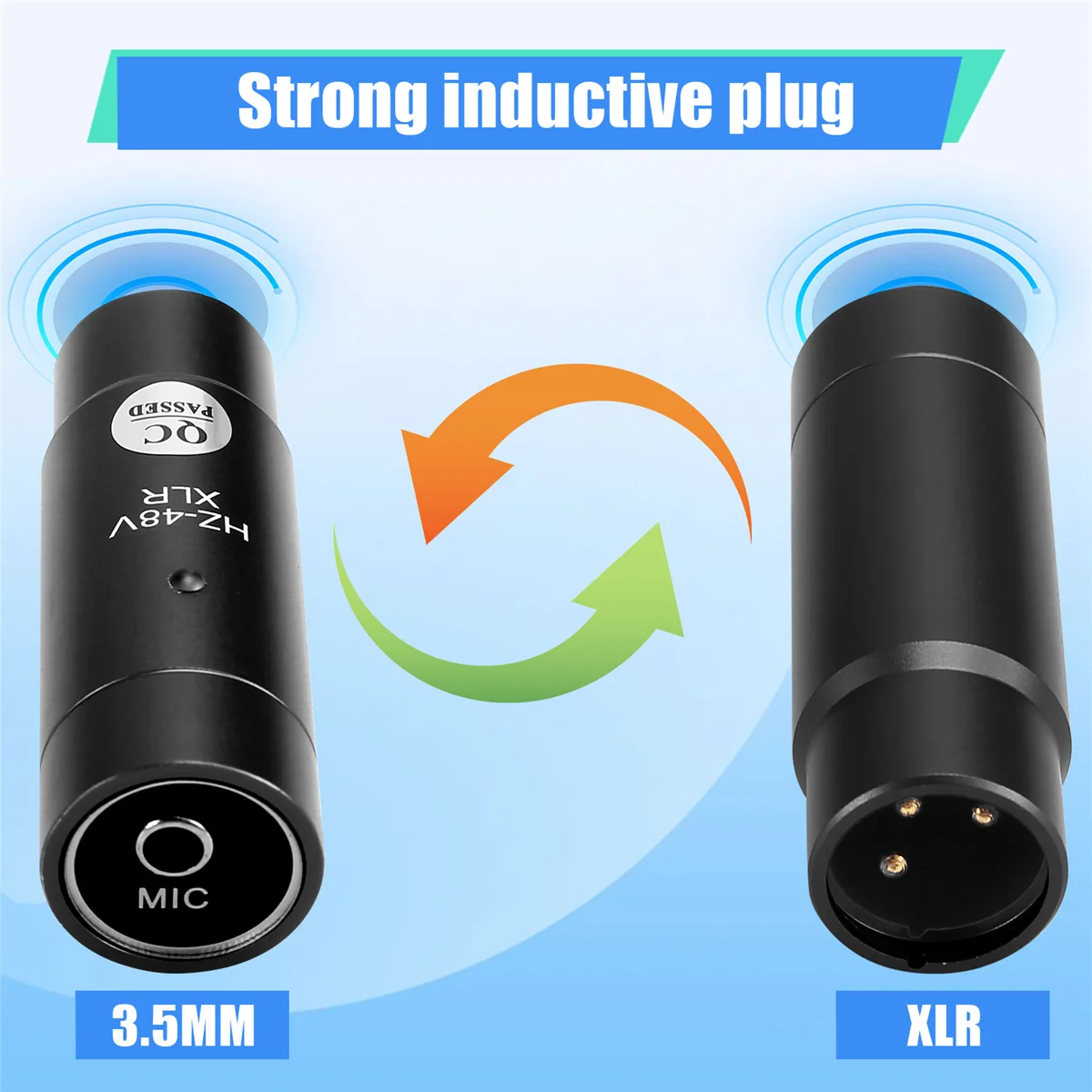 ファントム電源アダプター マイクシステム オーディオミキサー コンデンサーマイク用 48V XLR マイクアダプター 3.5mm ブラック