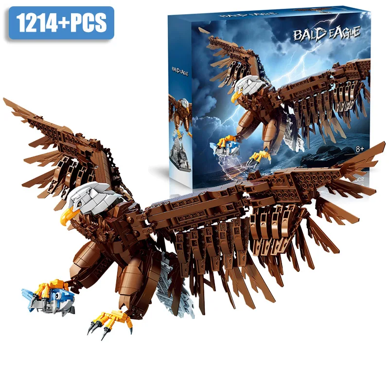 Cretive MOC 1214pcs Bald Eagle Model Building Blocks Kit DIY Animal Figure Raptor Bricks Toys For Children Gifts