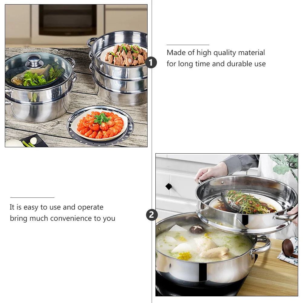 

Stainless Steel Steamer Pot 30Cm Three Layer Soup Steam Cooker For Gas Stove Home Kitchen Accessories Steaming Pot
