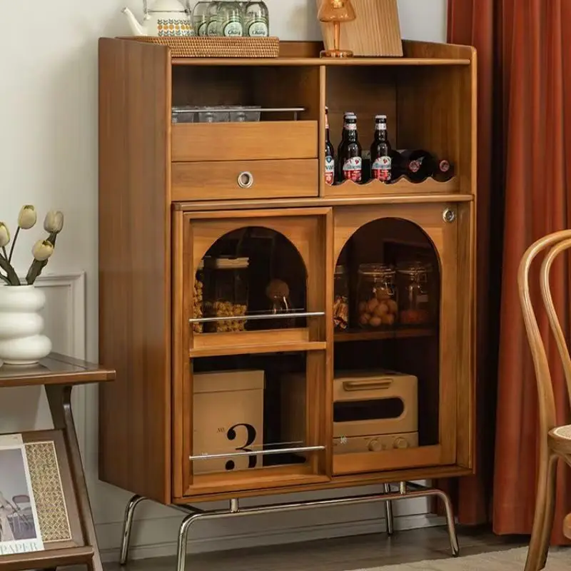 Stainless steel second-hand furniture, Japanese wall side cabinet, Nordic solid wood sideboard, small apartment tea wine cabinet