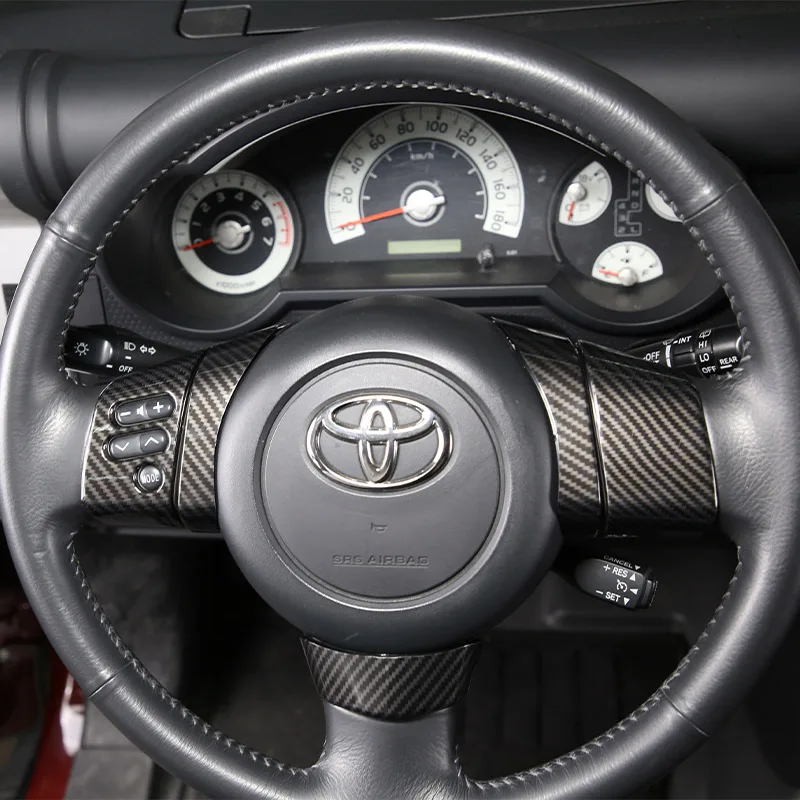 For Toyota FJ Cruiser 2007-2021 ABS Matte black/Carbon fiber Car Steering Wheel Button Decoration Cover Sticker Car Accessories