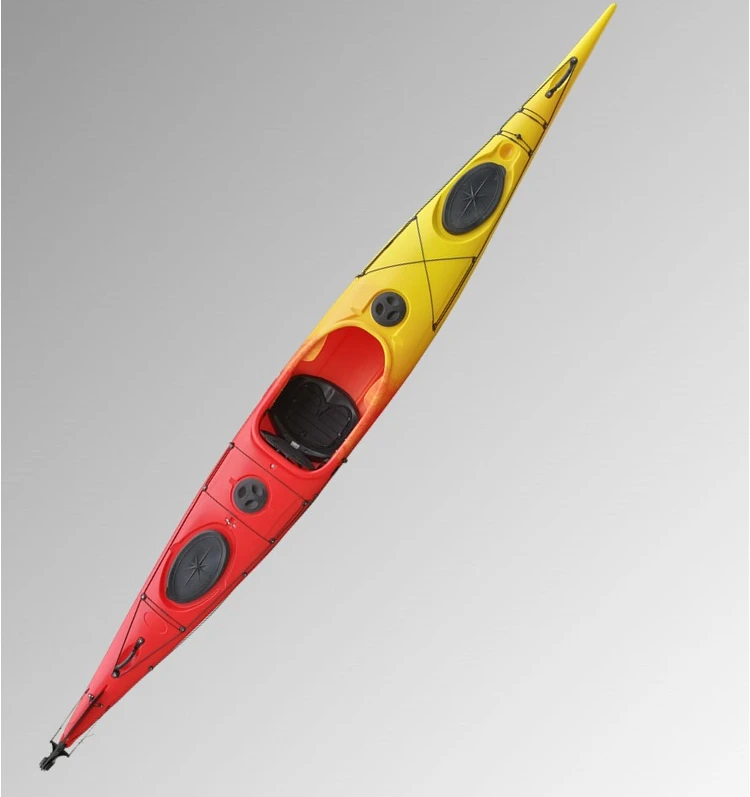 Single rotational plastic leisure rowing canoe hard canoe single plastic canoe with rudder.