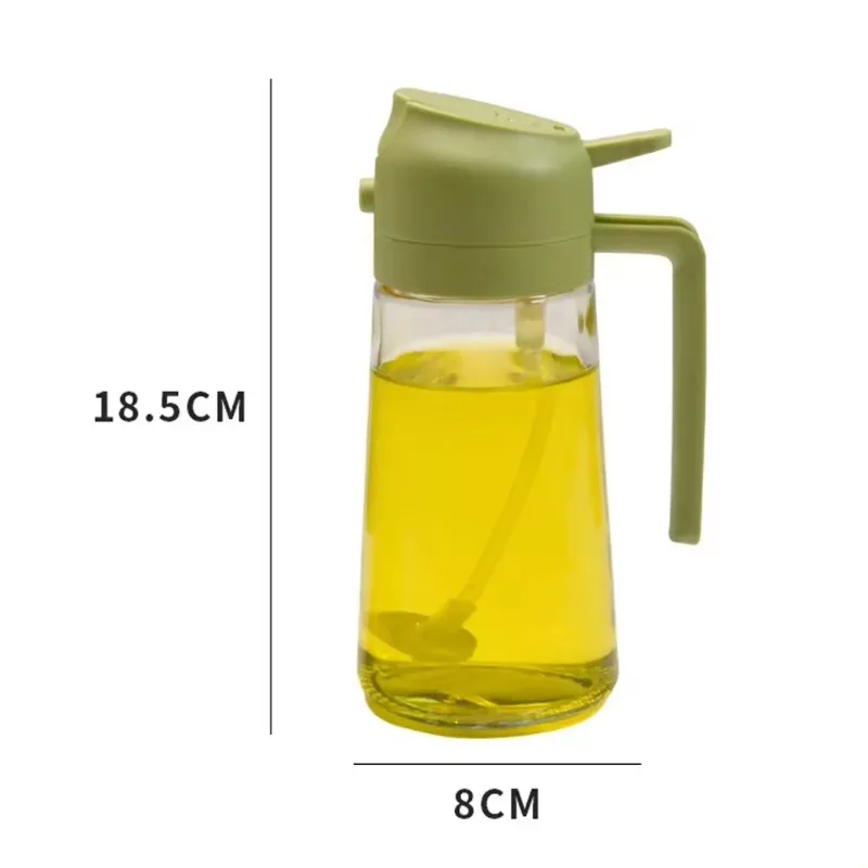 2in1 Oil Sprayer Glass Bottle for Cooking Anti-leakage Olive Oil Storage Bottle for BBQ Air Fryer Salad Steak Kitchen Supplies