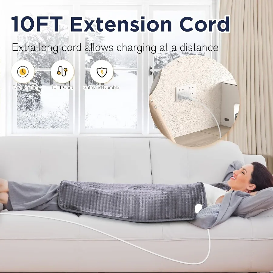NALONE Full Body Heating Pad for Back Pain Relief 10FT Cord Extra Large Heating Pads for Neck XXXL Portable Electric Heated Pad
