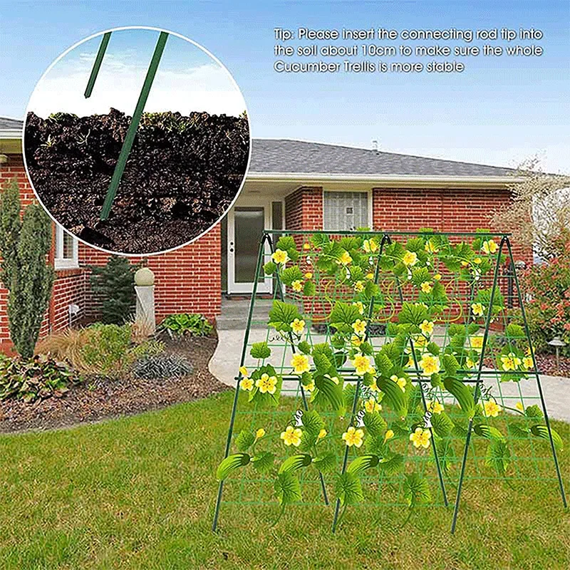 

Metal Garden Vegetable Supports Foldable Cucumber Trellis Plant Climbing Frame A-Type Cucumber Rack Household Garden Supplies