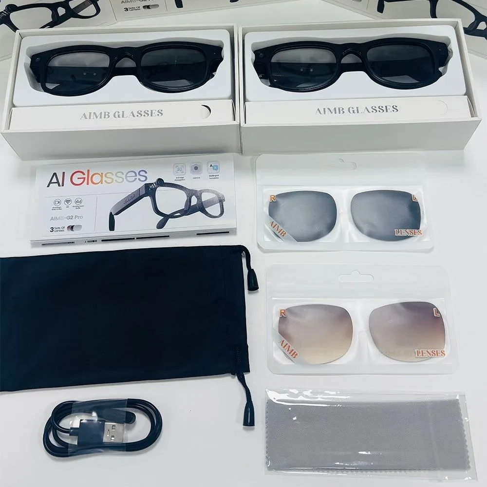 2 in 1 AI Smart Glasses Real-time Translation HD Photo Video Voice Smart Video Glasses Bluetooth Audio Anti-Blue Light