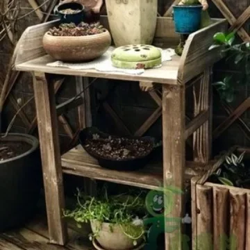 Outdoor garden art grocery table Solid wood rack Old display flower stand Garden sundries table Terrace furniture Multi-layer