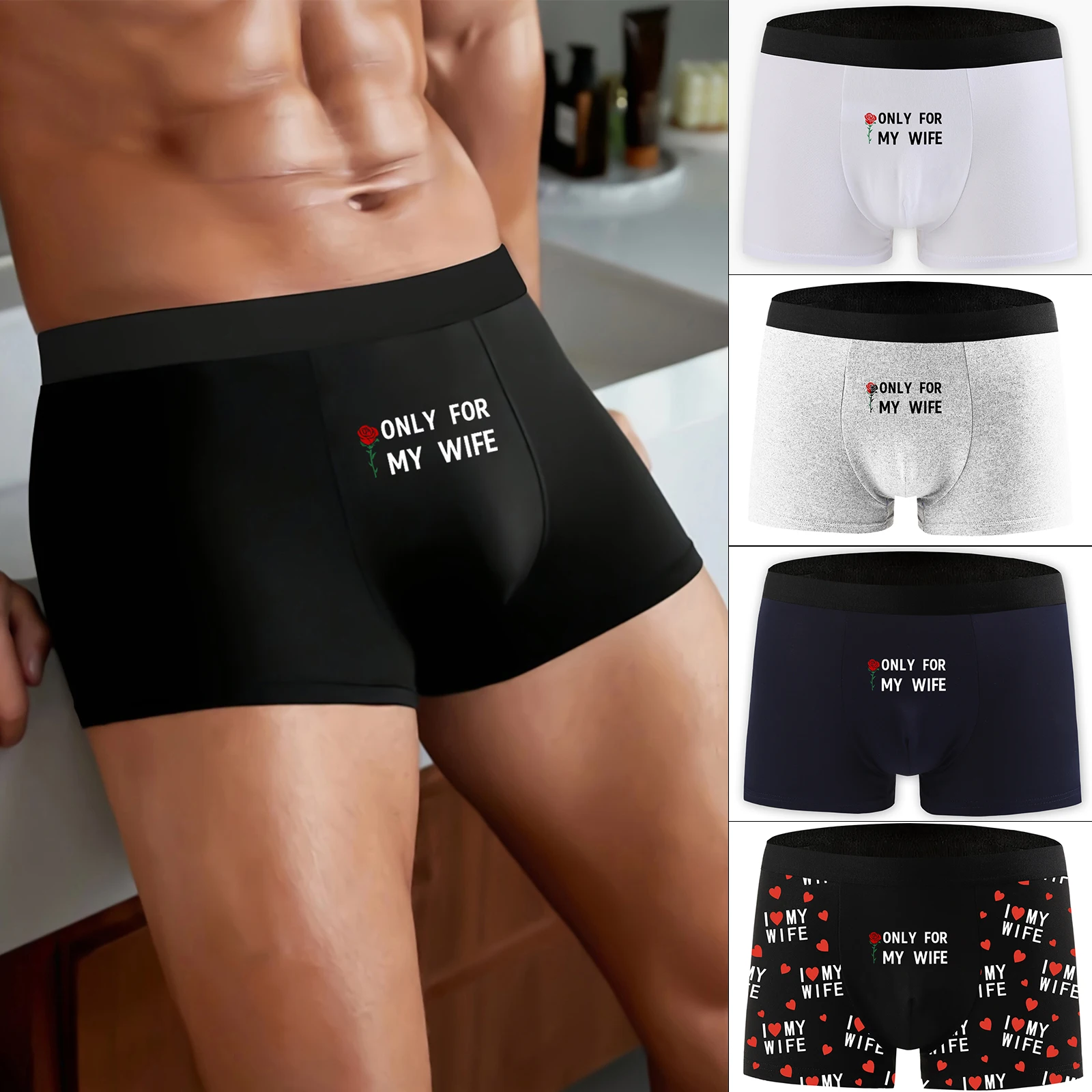 

Men Sexy Breathable Boxer Briefs Playful Letter Print Low Waist Panties U Convex Fashion Tight Traceless Underwear Men Knickers