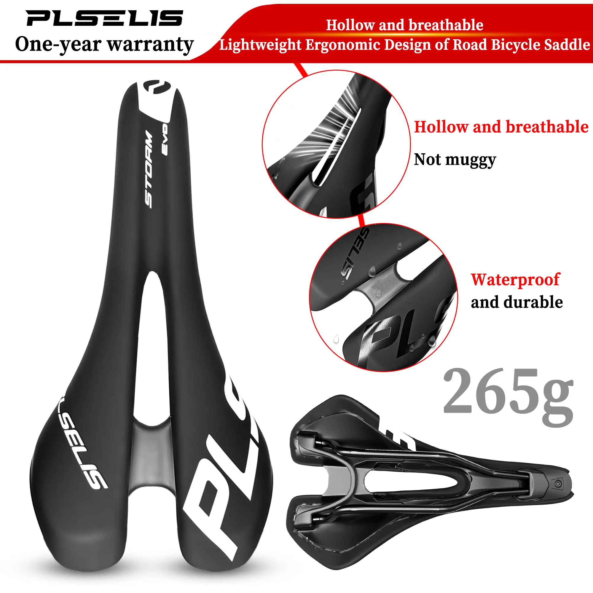 

PLSELIS Highway Mountain Bike Hollow Seat Cushion Nylon Board Long Nose Fashion Racing Breathable Lightweight Saddle PS-1120
