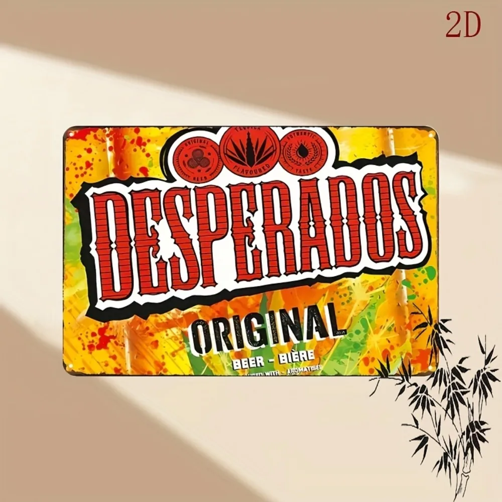 Cartel de chapa de metal duradero de cerveza Desperados, arte de pared resistente a la intemperie de 8.0 x 12.0 in para bar, hogar y cafetería