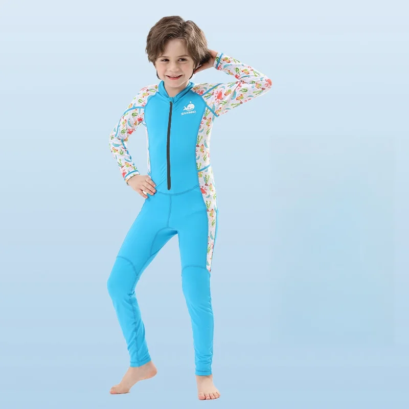 Kids One Piece Swimsuit Rash Guard Full Body UV Protection UPF50+ Long or Short Sleeve Swimwear Front Zip Wetsuit Bathing Suit