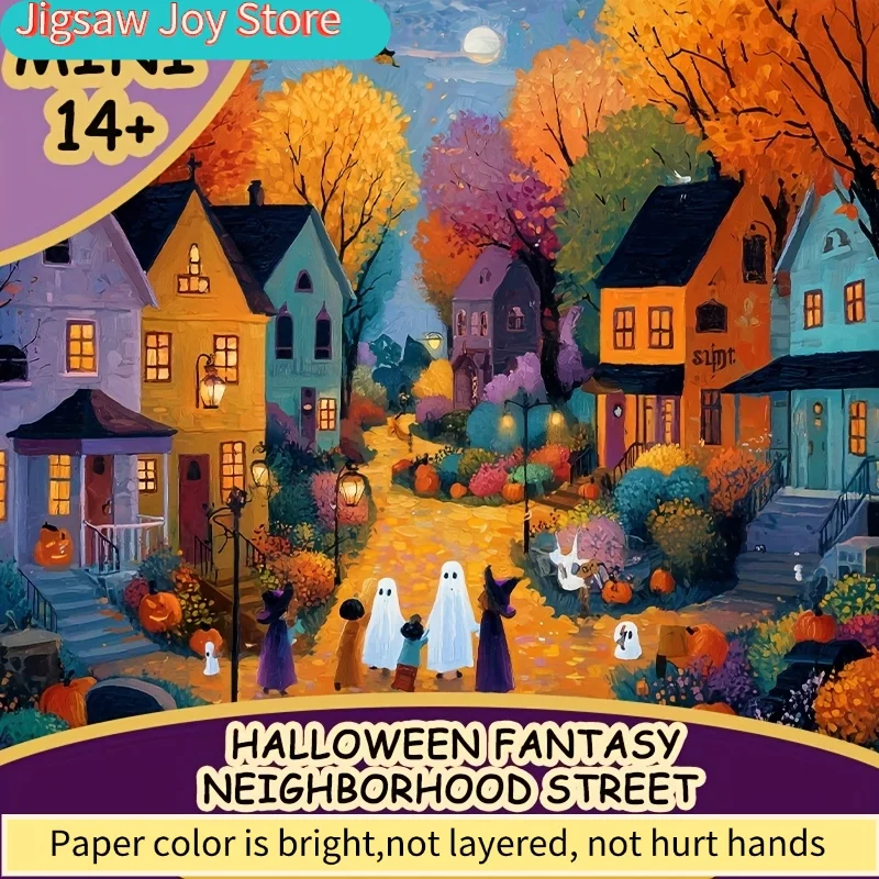 1 Scatola (500 pezzi) Puzzle per Adulti Tema Halloween Fantasia Vicinato Stradale per Giochi e Attività di Gruppo - Incantevoli e Assortiti