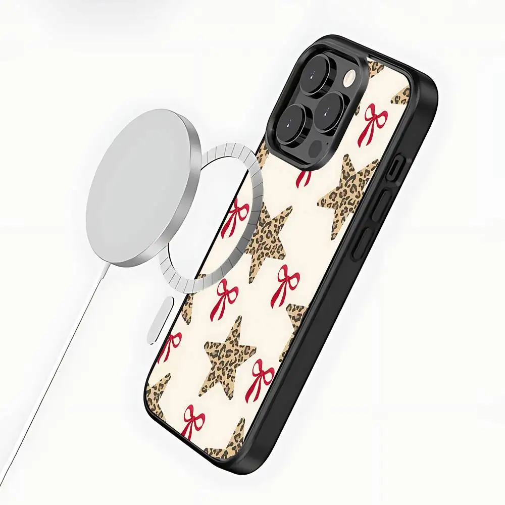Чехол для телефона с леопардовым принтом Cherry Star для iPhone 17,16,15,14,13,12,11, Pro, Max, Plus, Mini, SE4, E с магнитной беспроводной зарядкой Magsafe