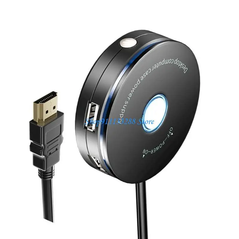 External Power Button for PC External PC Power Button Desktop Computer Case Reset Switches Button with USB 2.0 Port
