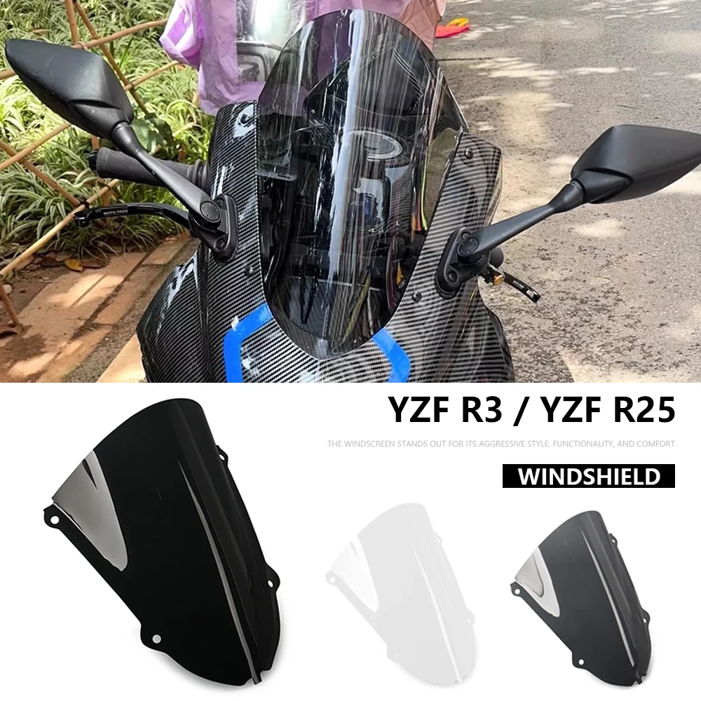 

New Motorcycle FOR YAMAHA YZF R3 R25 YZFR3 YZF-R3 2019-2025 YZFR25 2023 Windscreen Screen Accessories Windshield Wind Deflector