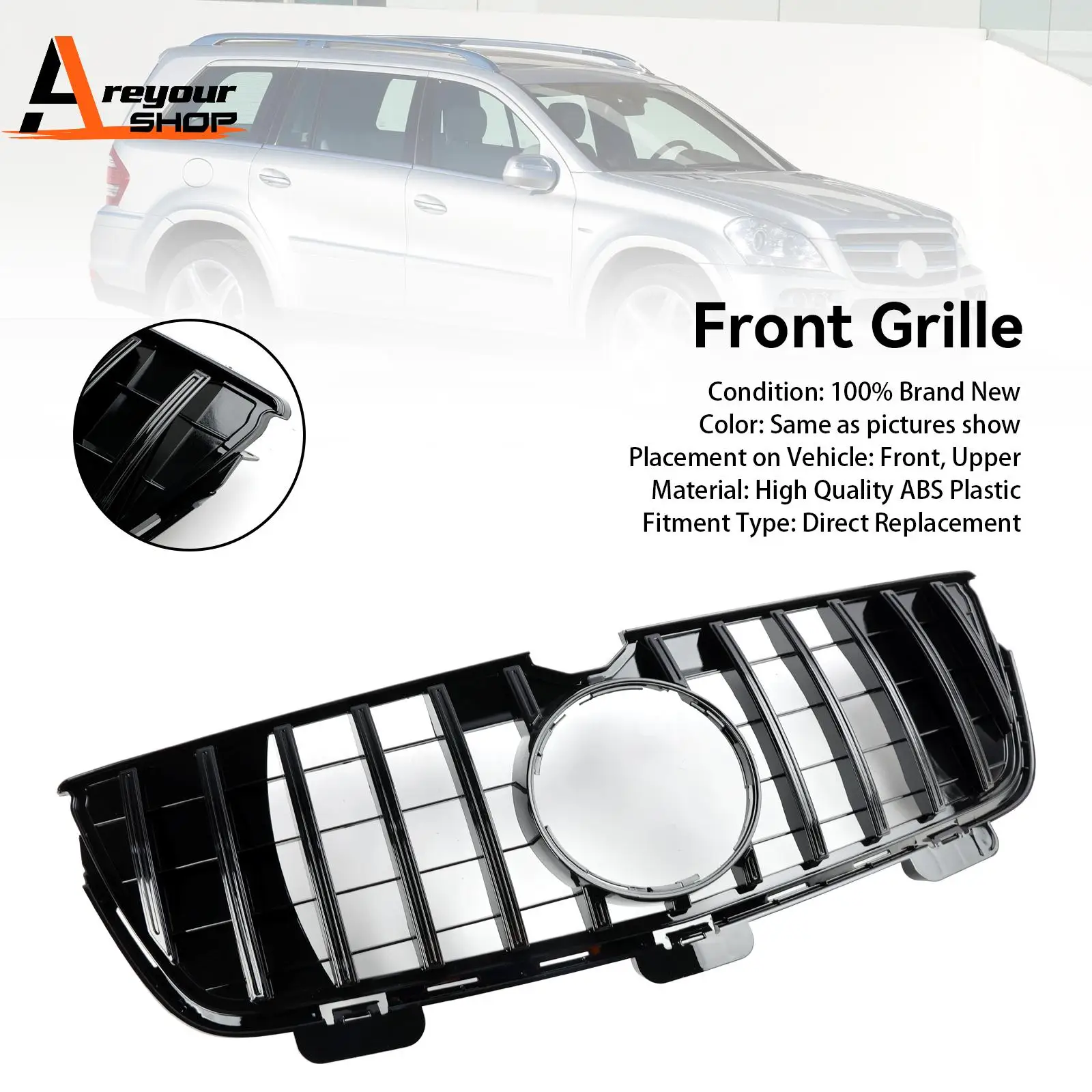 

Front Bumper Grill Grille Fit for Mercedes-Benz GL-Class X164 GL450 GL500 2010-12