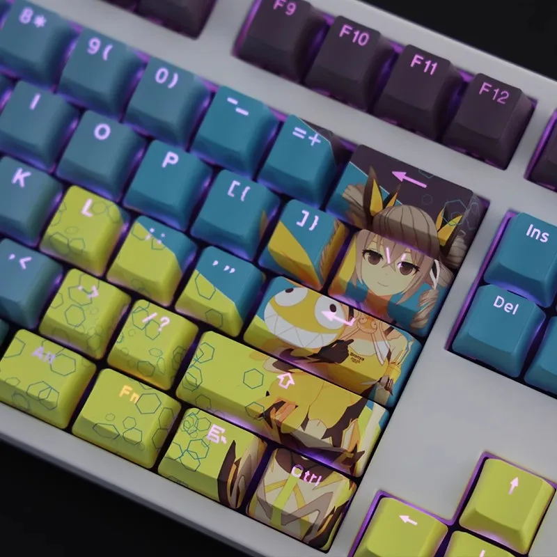 1 Set PBT Dye Subbed Keycaps Two Dimensional Cartoon Anime Gaming Key Caps OEM Profile Backlit Keycap For Honkai Impact 3 Bronya