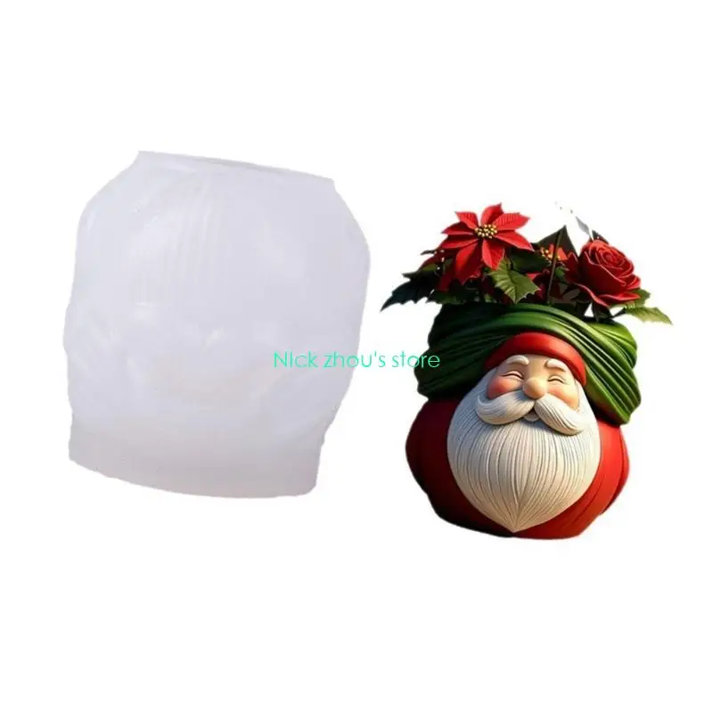 E15E قالب سيليكون سانتا زارع متعدد الأغراض حرفة أسمنتية وديكور عصاري