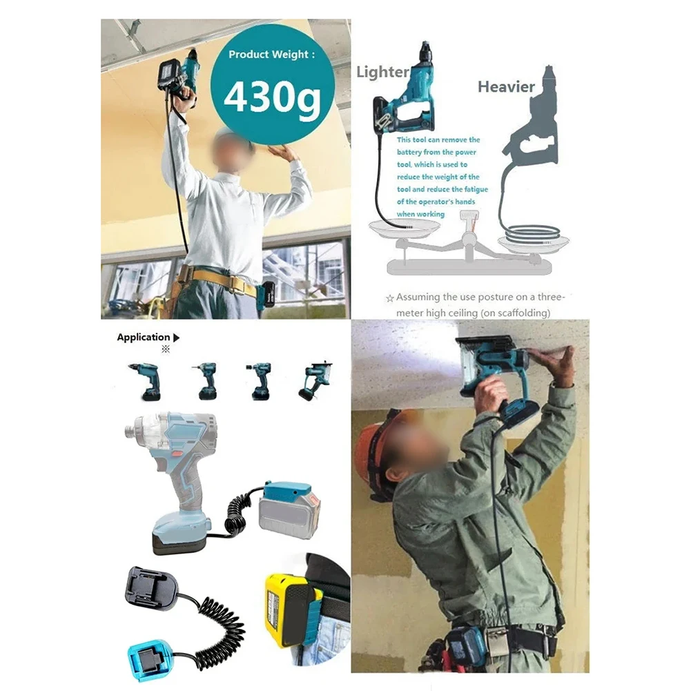 Lithium-ion Battery Adapter Converter Extension Cable Elastic Extension Cord Battery Expansion For 18V Batteries Power Tool