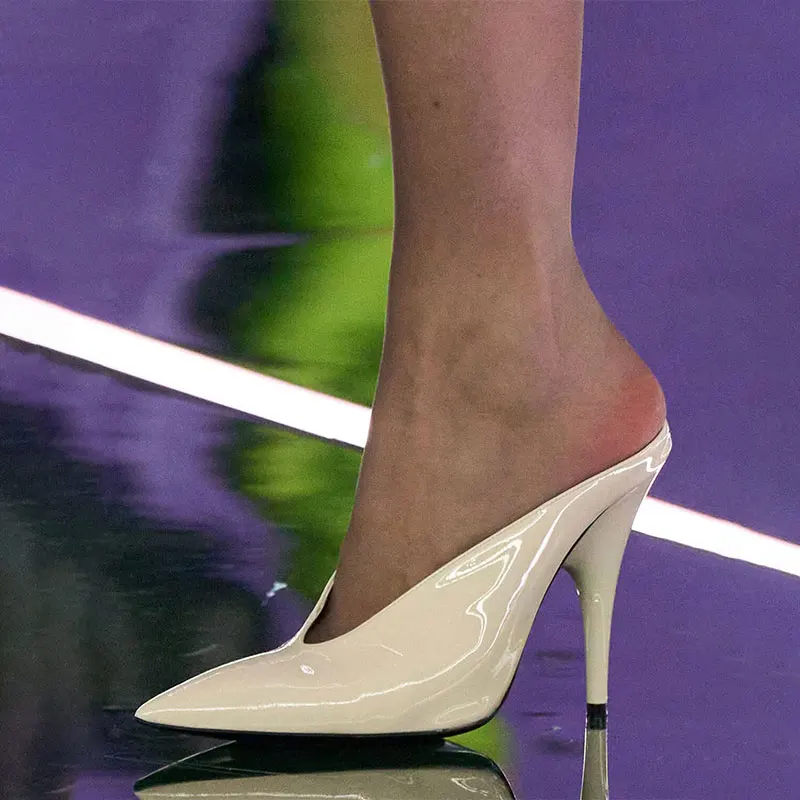 

Европейская и американская весна-летоNewОстроконечная женская обувь на высоком каблуке с острым носком, модная французская сексуальная обувь Baotou, полузатянутая