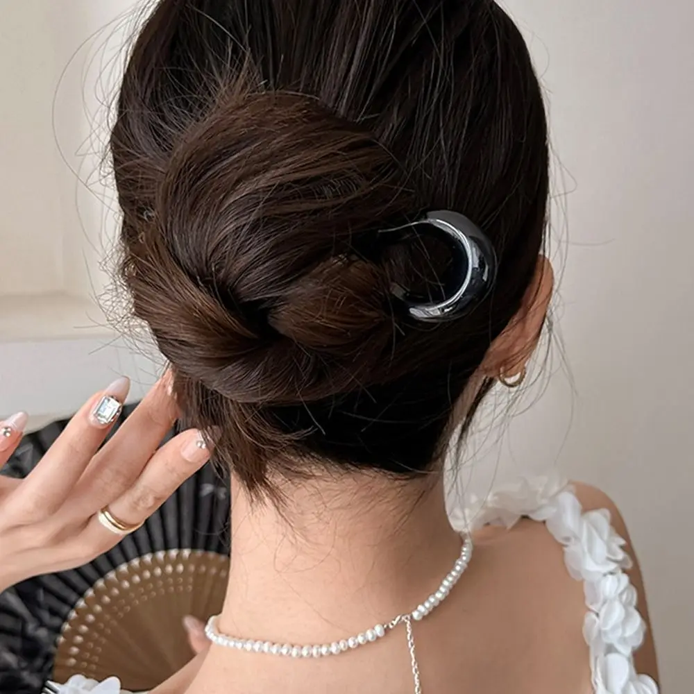 U-Shaped Design Hairpin Fashion Geometric Hair Fork Acetate Hair Sticks Hair Styling Tools Tortoiseshell Headwear Accessories image 4