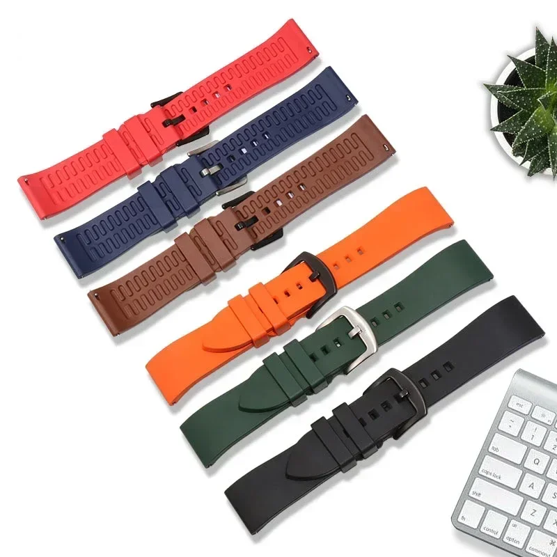 Sports Series Quick Release Silicone Watchbands for Huawei GT2 Seiko Citizen Dainty Elastic Waterproof Strap 20 22 24mm