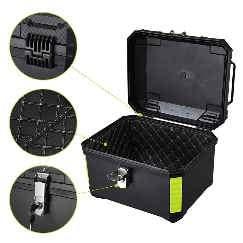 45-57L Large Capacity Motorcycle Top Case, Universal Waterproof Rainproof Storage Trunk Box for Scooter & Electric Bike, Secure