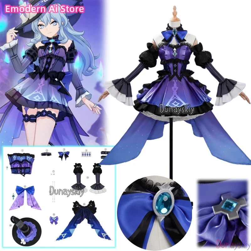 

DUNAYSKIY Genshin Impact Wonderland Manekina Cosplay Costume Candlelit Revelry Dress Halloween Party Outfit for Women Role Play