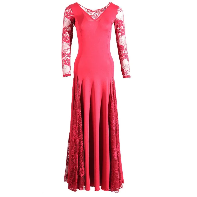 NEW Latin Ballroom Dance Dress Modern Waltz Tango Standard Lace Dress #S9010 evening dresses