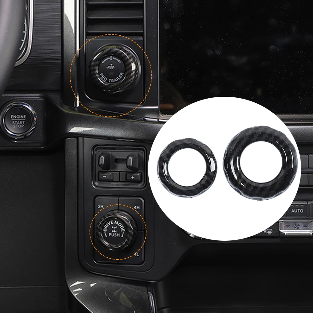 

Car 4WD Knob/Trailer Knob Trim Ring Decoration for Ford F150 2021 2022 2023 Auto Interior Accessories ABS Carbon Fiber Moulding