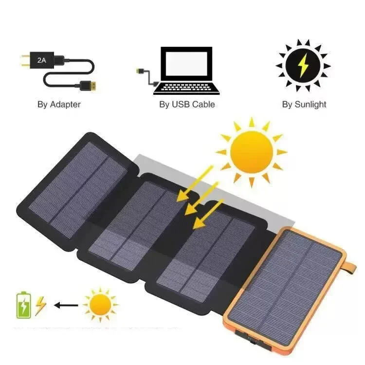 50000mAh Portable Solar Power Bank Fast Charging USB-C/USB-A for IOS Android Outdoor Large Capacity Backup Charger for Camping