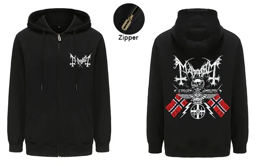 Mayhem Rock Band Hoodie Sweatshirts Zipper Outerwear Heavy Metal Coat Hooded Streetwear Zip-up Hoody Tops