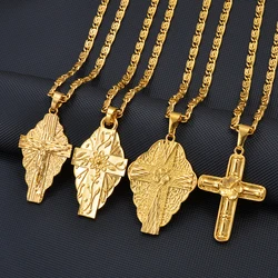 Anniyo Hawaiian Cross Pendant Chain Necklaces Men Women Micronesia Chuuk Marshall Guam Jewelry Crosses #262706