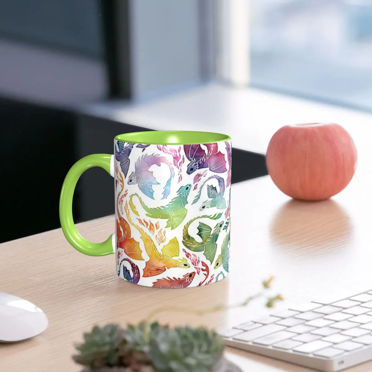 Dragon Fire Rainbow Mug Funny Ceramic Coffee Cups Tea Mugs Milk Cup Drinkware Gifts for Woman Man
