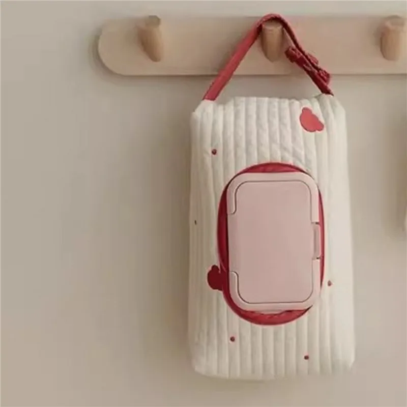 Bolsa de almacenamiento de pañuelos colgante de oso de dibujos animados, soporte de pañuelos, bolsas de almacenamiento de toallas de papel de algodón, organizador de viaje familiar, estuche de pañuelos de vehículo