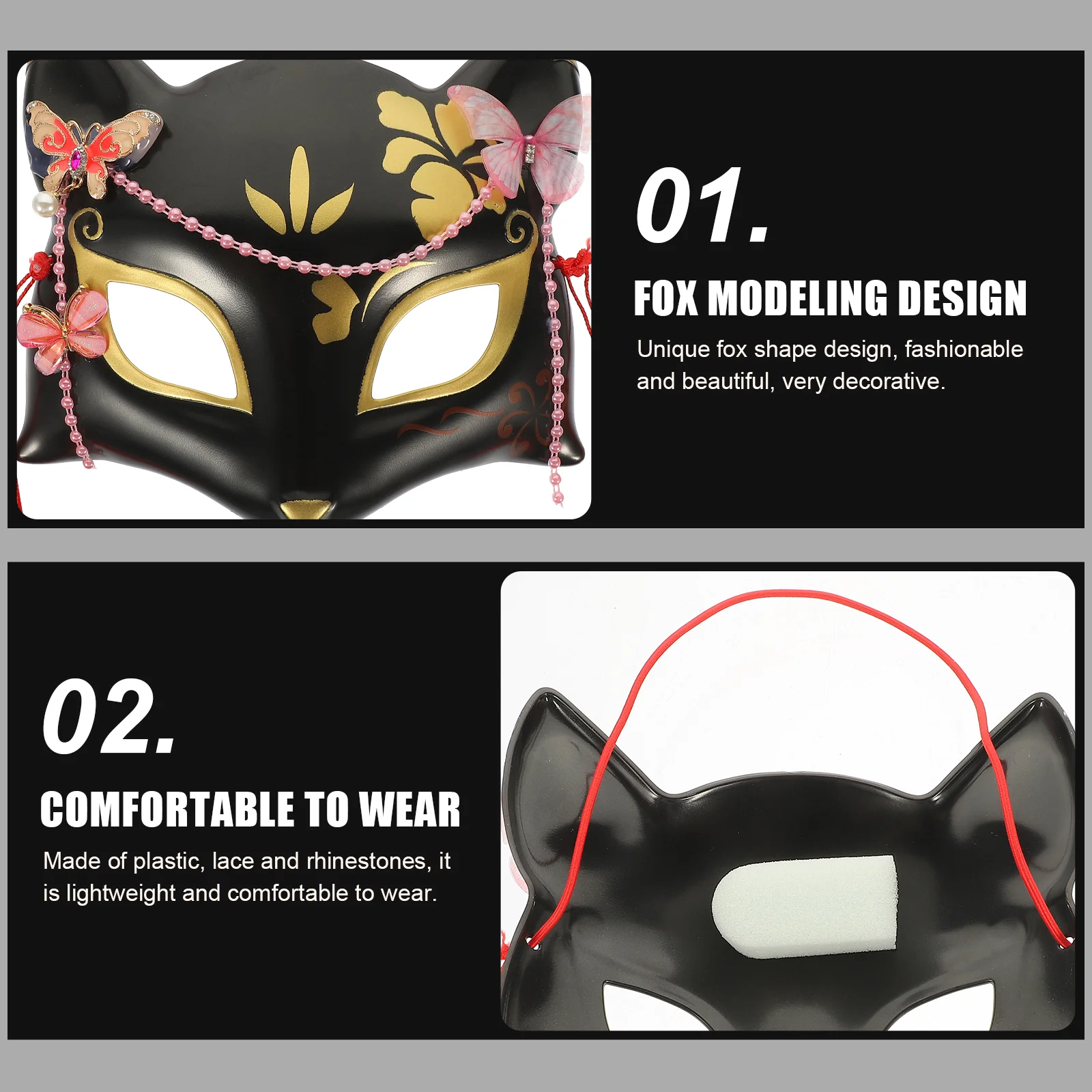   Maska lisa Półtwarzowy kostium na bal maskowy Maski imprezowe dla dorosłych dla dorosłych Plastikowe dekoracje na Halloween dla mężczyzn