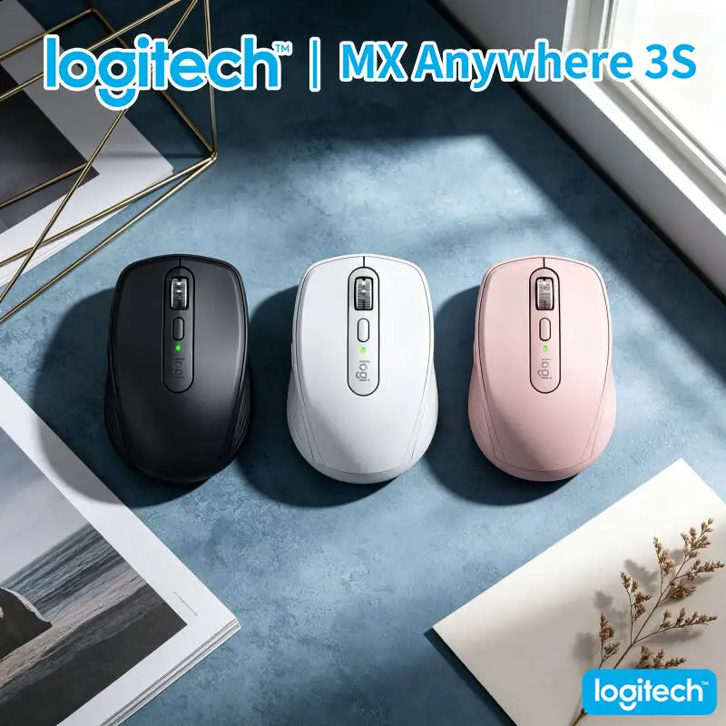 Logitech MX Anywhere 3S Wireless Mouse - 8000 DPI, MagSpeed Scroll, Silent Click, 3-Device Connect for Store Work